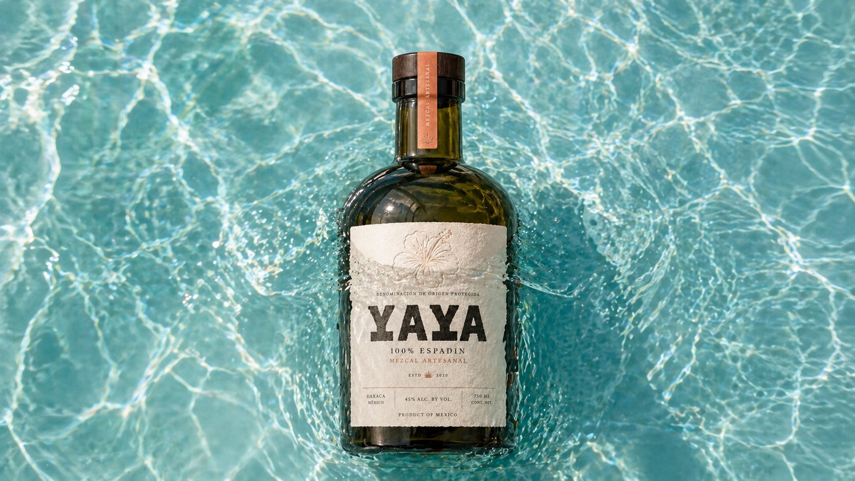 YAYA bottle in pool water